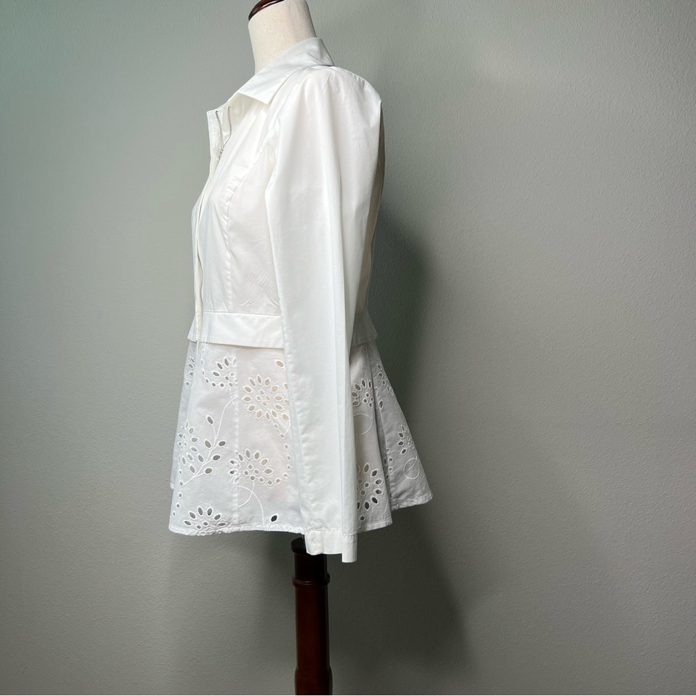 Donna Karan White Eyelet Peplum Blouse - Picture 4 of 8